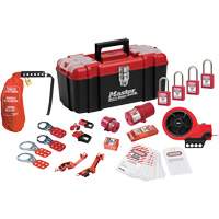Trousse de cadenassage avec cadenas en thermoplastique de qualit&eacute; sup&eacute;rieure Zenex, Ensemble &eacute;lectrique, 21 composants compris - Master Lock 1457E410KAPRE