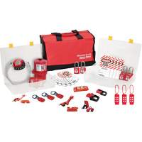 Trousse de cadenassage avec cadenas en thermoplastique de qualit&eacute; sup&eacute;rieure Zenex, Ensemble &eacute;lectrique, 27 composants compris - Master Lock 1458E410PRE