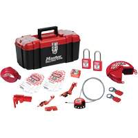 Trousse de cadenassage avec serrures en thermoplastique Zenex, Ensemble &eacute;lectrique/Vanne, 19 composants compris - Master Lock 1457VE410KABAS