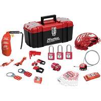 Trousse de cadenassage standard avec cadenas en thermoplastique Zenex, Ensemble &eacute;lectrique/Vanne, 27 composants compris - Master Lock 1457VE410KA