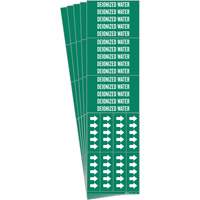 Marqueurs de tuyau Deionized Water, Autocollant, 2-1/4" h x 2-3/4" la, Blanc/vert - Brady 7073-3C-PK