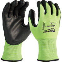 High-Visibility Cut-Resistant Gloves, Small, 15 Gauge, Nitrile/Polyurethane Coated, ANSI/ISEA 105 Level 3 - Milwaukee 48-73-8930
