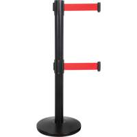 Dual Belt Crowd Control Barrier, Steel, 35" H, Red Tape, 7' Tape Length - Zenith Safety Products 