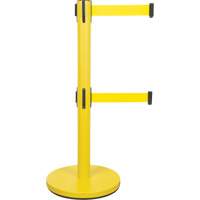 Dual Belt Crowd Control Barrier, Steel, 35" H, Yellow Tape, 7' Tape Length - Zenith Safety Products 