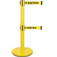 Dual Belt Crowd Control Barrier, Steel, 35" H, Yellow Tape, 7' Tape Length - Zenith Safety Products 
