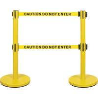 Dual Belt Crowd Control Barrier, Steel, 35" H, Yellow Tape, 7' Tape Length - Zenith Safety Products 