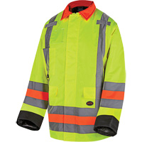 6040 Veste de contr&ocirc;le de la circulation pour l'hiver qu&eacute;b&eacute;cois, Polyester, Jaune lime haute visibilit&eacute;, T-petit - Pioneer V1190760-XS