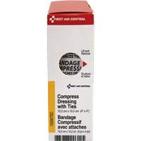 SmartCompliance&reg; Refill Compress Pressure Bandage with Ties, 4" L x 4" W - First Aid Central 150007SC