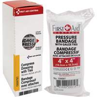 SmartCompliance&reg; Refill Compress Pressure Bandage with Ties, 4" L x 4" W - First Aid Central 150007SC