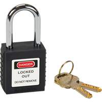 Cadenas de s&eacute;curit&eacute;, Noir, Cl&eacute;s diff&eacute;rentes, Thermoplastique, Largeur de 1-1/2" - Outils Aurora 