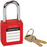 Safety Lock, Red, Keyed Different, Thermoplastic, 1-1/2" Width - Aurora Tools 