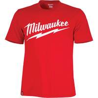 Heavy-Duty Short-Sleeved T-Shirt with Milwaukee&reg; Logo, Men's, Large, Red - Milwaukee 607R-L