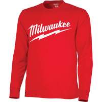 Heavy-Duty Long-Sleeved T-Shirt with Milwaukee&reg; Logo, Men's, 2X-Large, Red - Milwaukee 608R-2X