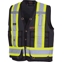 6692BK Surveyor's Safety Vest, Black, Large, Polyester - Pioneer V1010170-L