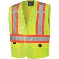 131 Veste de sécurité avec côtés réglables, Jaune lime haute visibilité, Grand/T-Grand, Polyester - Pioneer V1020160-L/XL