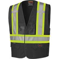 135 Veste de sécurité avec côtés réglables, Noir, Grand/T-Grand, Polyester - Pioneer V1021570-L/XL