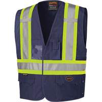 134N Safety Vest with Adjustable Sides, Navy Blue, Medium/Small, Polyester - Pioneer V1021580-S/M