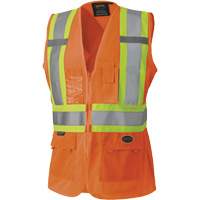 136 Women's Safety Vest, High Visibility Orange, X-Small, Polyester - Pioneer V1021850-XS