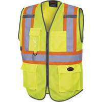 6959 Zip-Front Safety Vest, High Visibility Lime-Yellow, 3X-Large, Polyester - Pioneer V1023860-3XL