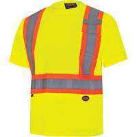 6991 Bird's-Eye Safety Shirt, Polyester, 5X-Large, High Visibility Lime-Yellow - Pioneer V1051160-5XL