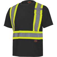 6992 Bird's-Eye Safety Shirt, Polyester, Large, Black - Pioneer V1051170-L