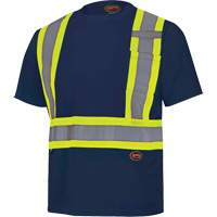 6992N Bird's-Eye Safety Shirt, Polyester, Medium, Navy Blue - Pioneer V1051180-M