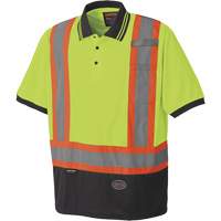 6987 Bird's-Eye Safety Polo Shirt, Polyester, Small, High Visibility Lime-Yellow - Pioneer V1051360-S