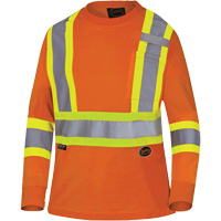 6968 T-shirt de s&eacute;curit&eacute; en il-de-perdrix pour femme, Polyester, Moyen, Orange haute visibilit&eacute; - Pioneer V1052850-M