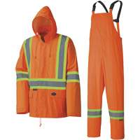5598 Combinaison de pluie imperm&eacute;able et l&eacute;g&egrave;re, Polyester/PVC, Grand, Orange haute visibilit&eacute; - Pioneer V1080150-L