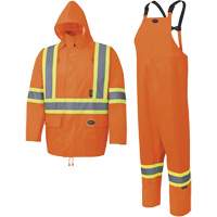 5618 Combinaison de pluie 150D, Polyester/Polyur&eacute;thane, Grand, Orange haute visibilit&eacute; - Pioneer V1080350-L