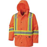 5575A Veste de s&eacute;curit&eacute; imperm&eacute;able avec capuchon amovible 450D, Polyester, Orange haute visibilit&eacute;, Petit - Pioneer V1110250-S