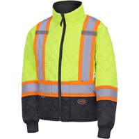 5016 Quilted Freezer Jacket, Polyester, Black/High Visibility Lime-Yellow, Small - Pioneer V1170160-S