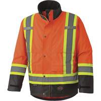 5400 300D Trilobal Ripstop Waterproof Safety Jacket, Polyester, Black/High Visibility Orange, Medium - Pioneer V1200250-M