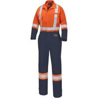 5514WBB Women's 2-Tone Safety Coveralls, 3X-Large, High Visibility Orange/Navy Blue - Pioneer V2021450-3XL