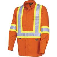 4441 Ultra-Cool Long-Sleeved Safety Shirt, Cotton, Large, High Visibility Orange - Pioneer V2120510-L