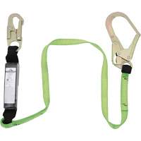 SA-5402-6 Shock Absorbing Lanyard, 6', Rebar Hook Center, Snap Hook Leg Ends, Polyester - Peakworks V8104626