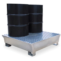 Ultra-Spill Pallet en acier, 4 barils, Capacit&eacute; de d&eacute;versement 68 gal. US, 49,1" x 47,1" x 10,9" - Ultratech 1182