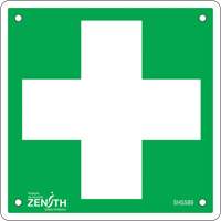 Enseigne premiers soins, 6" x 6", Aluminium, Pictogramme - Produits de sécurité Zenith 
