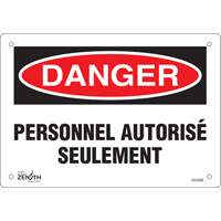 Enseigne  Personnel autoris&eacute; seulement , 7" x 10", Plastique, Français - Produits de sécurité Zenith 