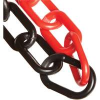Plastic Safety Chain, Black/Red, 2" Link, 100' Length - Mr. Chain 50036-100