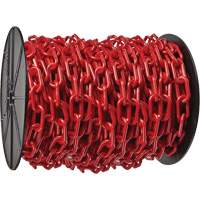 Chaîne de s&eacute;curit&eacute; en plastique robuste, Rouge, Maillon de 2", 100' de long - Mr. Chain 51105