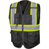 6959BK Veste de s&eacute;curit&eacute; haute visibilit&eacute; en tricot chaîne avec fermeture &agrave; glissi&egrave;re, Noir, T-petit, Polyester - Pioneer V1023870-XS