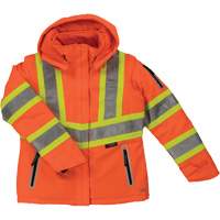 Manteau de s&eacute;curit&eacute; isolant et extensible pour femmes, Polyester, Orange haute visibilit&eacute;, Moyen - Tough Duck SJ411-FLOR-M