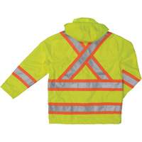 Manteau de s&eacute;curit&eacute; imperm&eacute;able en tissu ind&eacute;chirable Ripstop, Polyester, T-petit, Jaune lime haute visibilit&eacute; - Tough Duck S37211-FLGR-XS