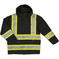 Manteau de s&eacute;curit&eacute; imperm&eacute;able en tissu ind&eacute;chirable Ripstop, Polyester, T-petit, Noir - Tough Duck S37211-BLACK-XS
