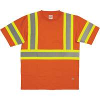 Chemise de s&eacute;curit&eacute; &agrave; manches courtes, Coton, T-petit, Orange haute visibilit&eacute; - Tough Duck ST111-ORG-XS
