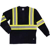 Long Sleeve Safety T-Shirt, Cotton, Small, Black - Tough Duck ST211-BLACK-S