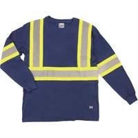 T-shirt de s&eacute;curit&eacute; &agrave; manches longues, Coton, T-petit, Bleu marin - Tough Duck ST211-NAVY-XS