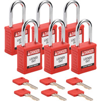 Cadenas de verrouillage Velocity, Rouge, Cl&eacute;s identiques, Nylon, Largeur de 1-1/2" - Brady 153462