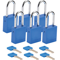 Velocity Lockout Padlocks, Blue, Keyed Alike, Aluminum, 1-1/2" Width - Brady 153749